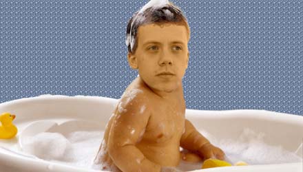 Owen Jones baby in bathtub
